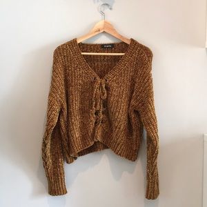 Nasty Gal Sweaters - Nasty Gal lace-up chenille sweater Nasty Gal Sweaters - Nasty Gal lace-up chenille sweater